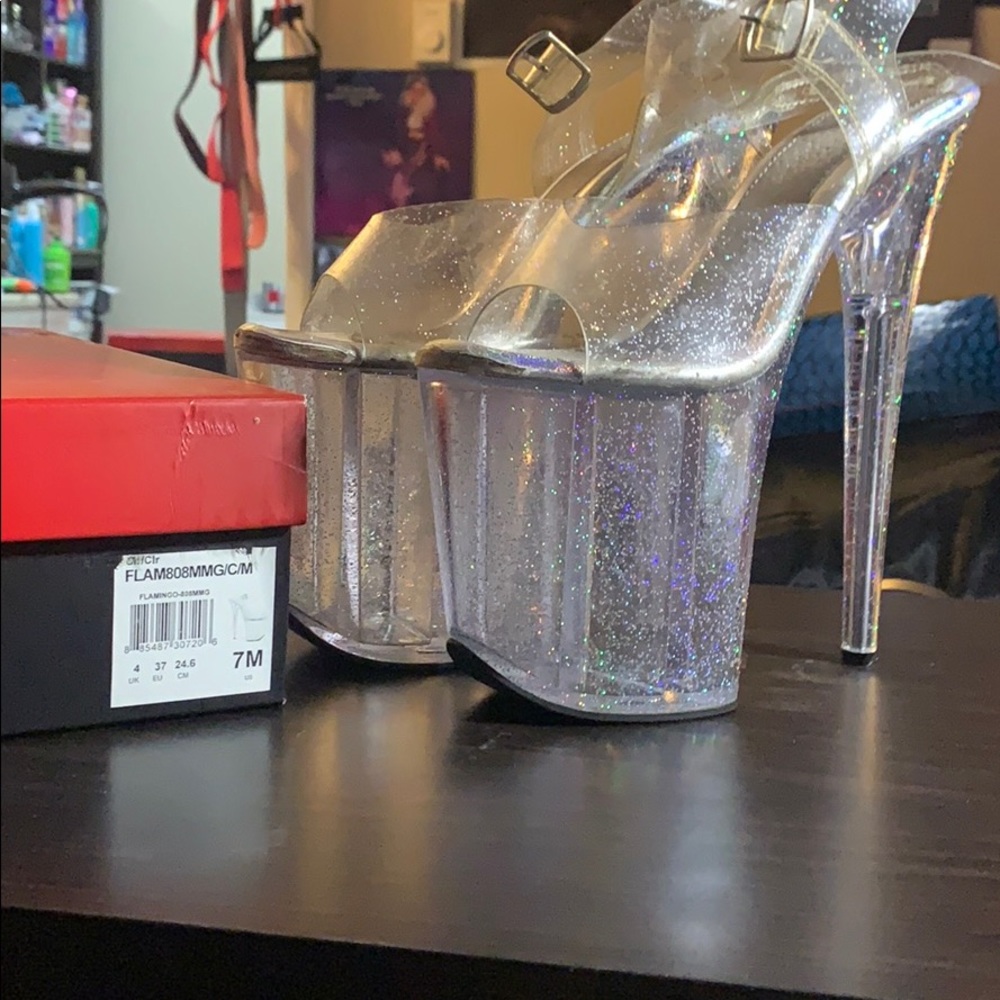 Pleaser Flamingo Glitter Heels